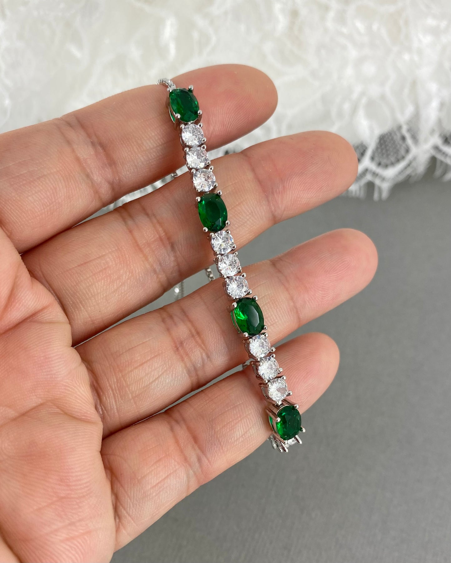 Hannah CZ Emerald Green Adjustable Bracelet