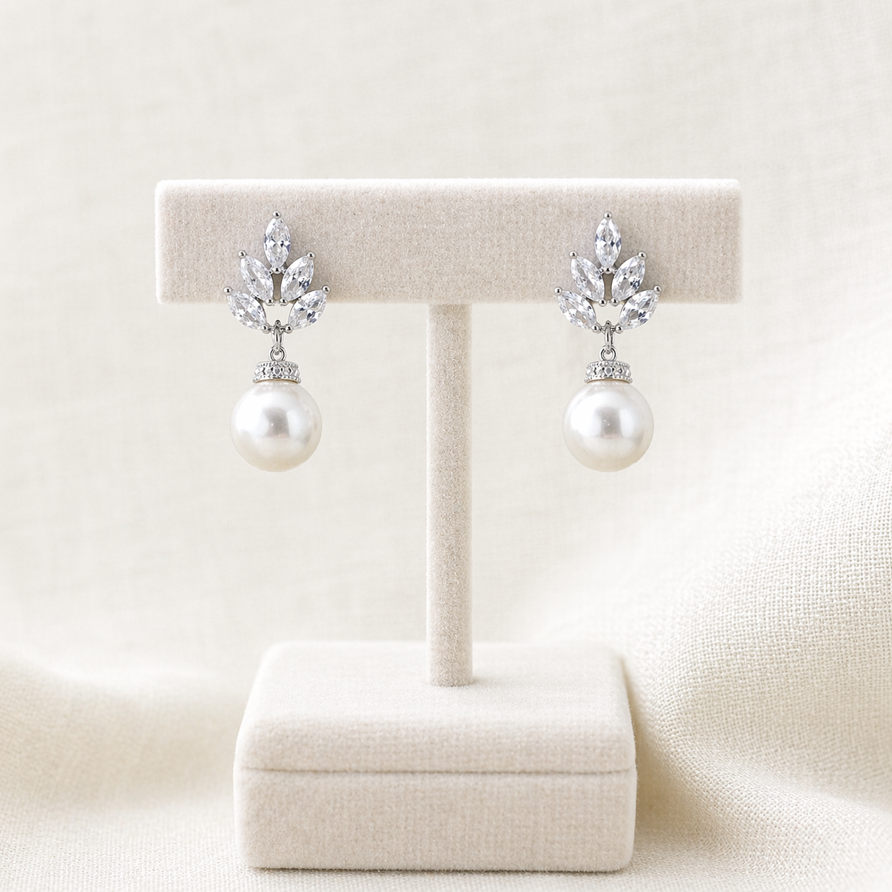 Pearl Bridal Dangle Drop Earrings