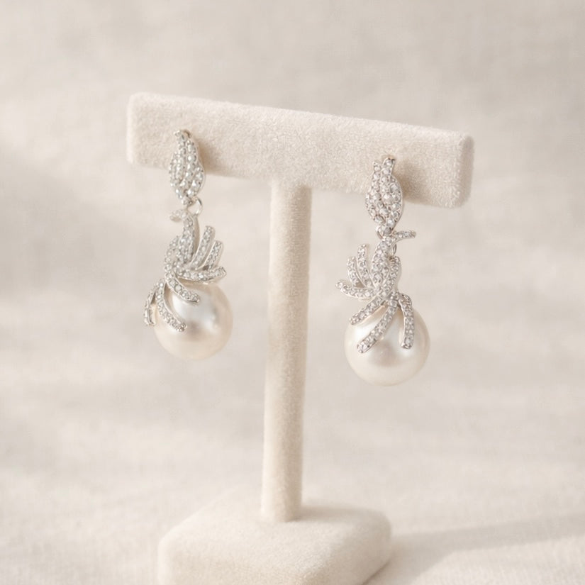Large Pearl Bridal Stud Earrings