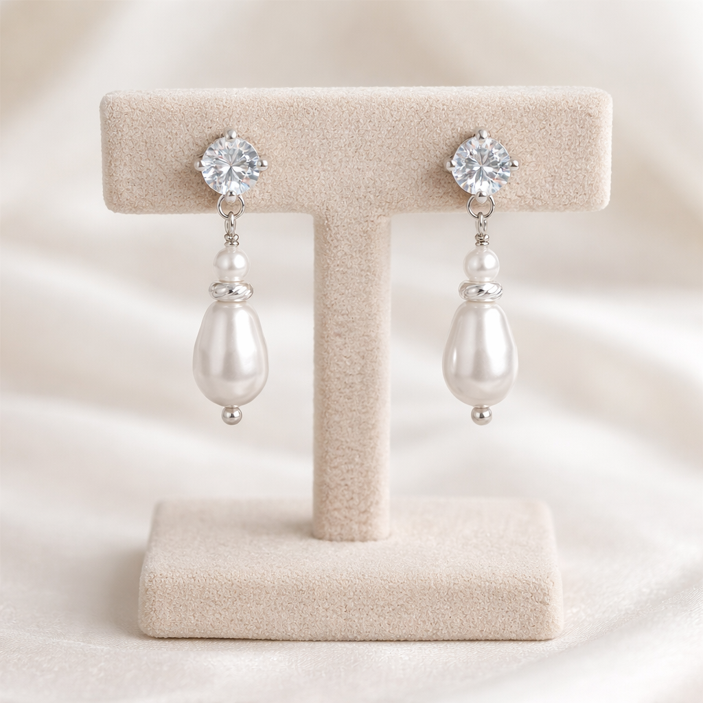 Minimal Pearl Drop Jewelry Set
