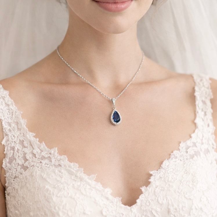 Something Blue Bridal Sapphire Teardrop Earrings