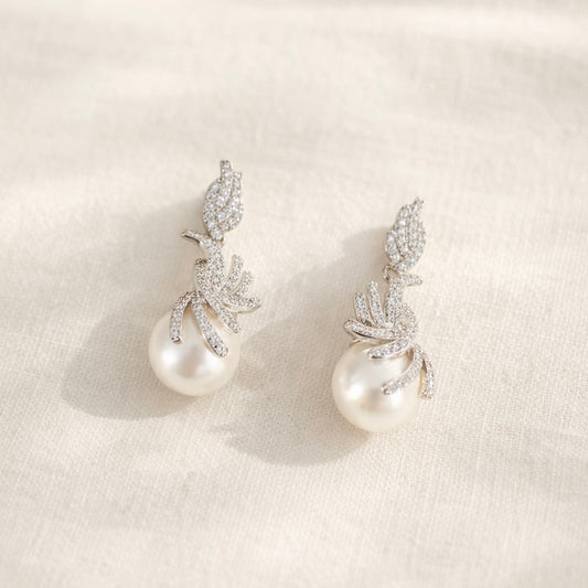 Large Pearl Bridal Stud Earrings