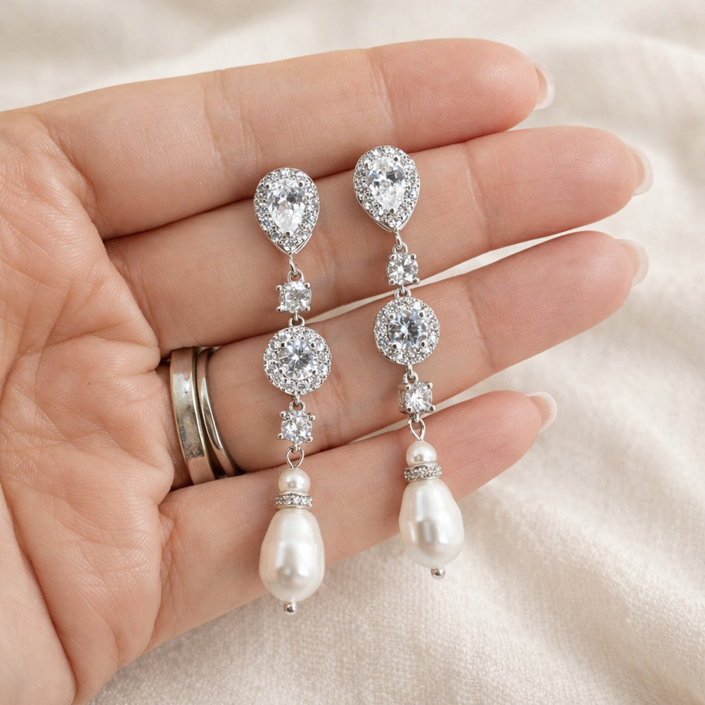 Pearl Drop Bridal Earrings