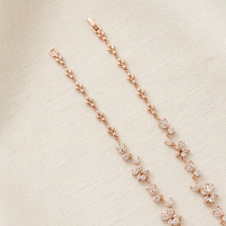 Wedding Bridal Rose Gold Plated Statement Necklace