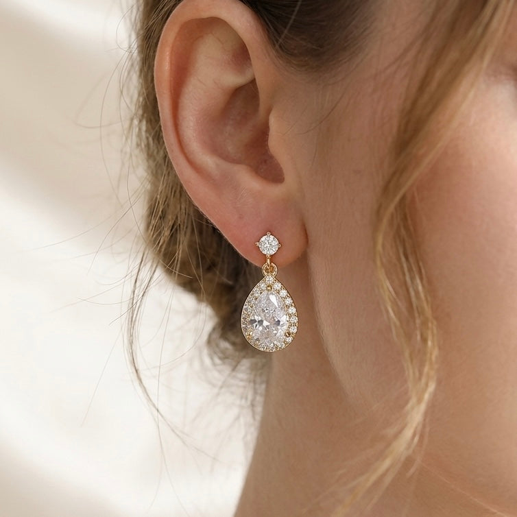 Bridal Small Teardrop Clip-on Earrings