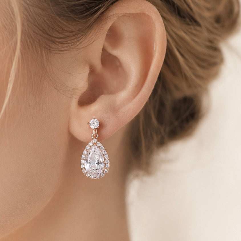 Bridal Small Teardrop Clip-on Earrings