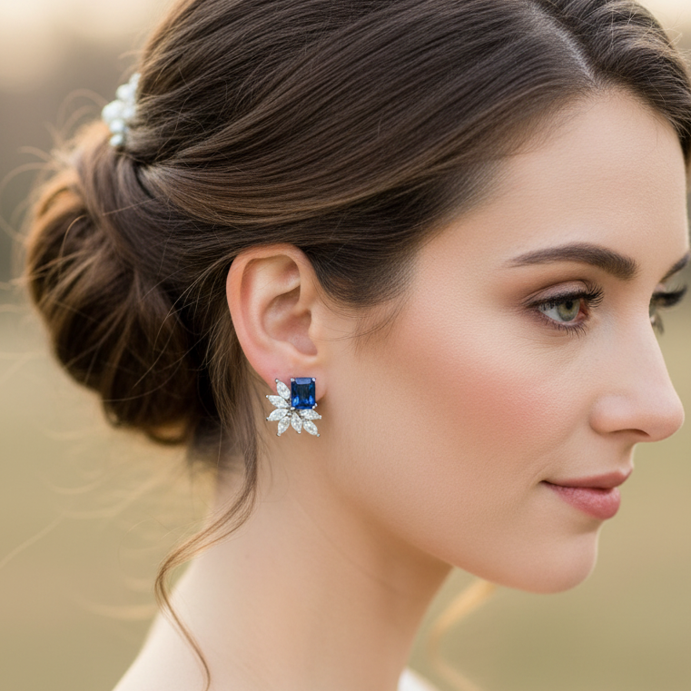 Boucles d'oreilles à tige Sabrina Something Blue CZ 
