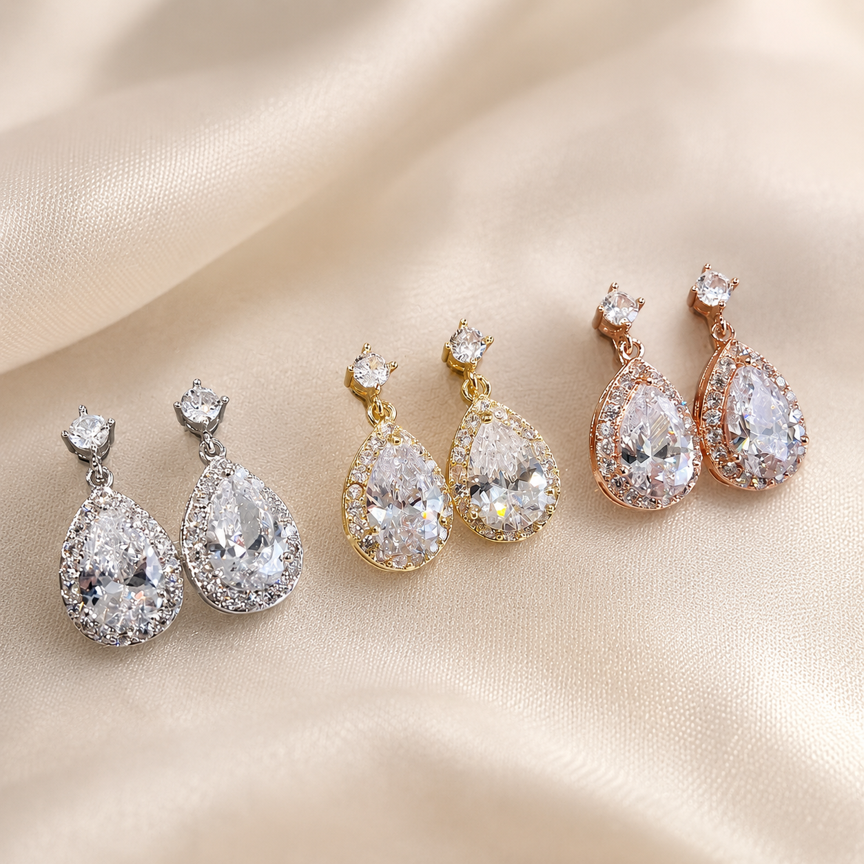 Bridal Small Teardrop Clip-on Earrings