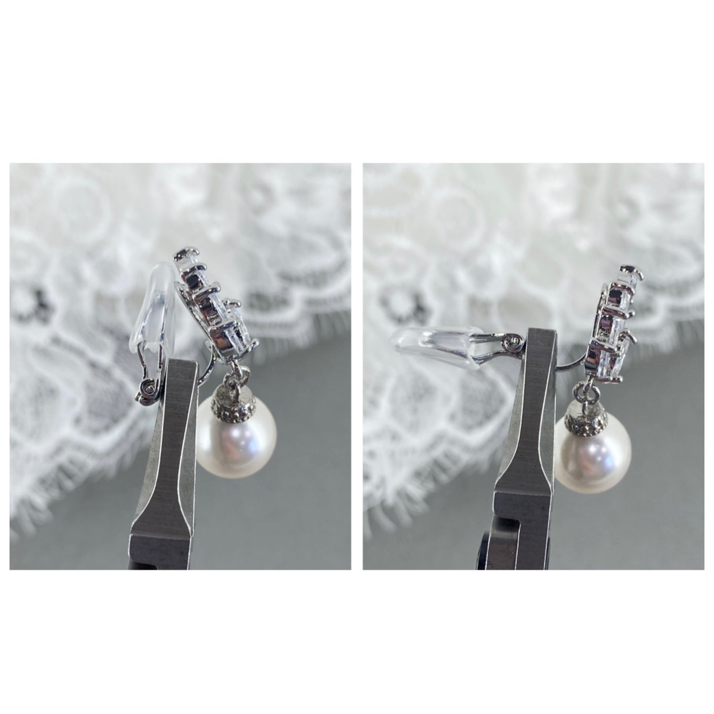 Boucles d'oreilles clips pendantes en perles Madeline Marquise 