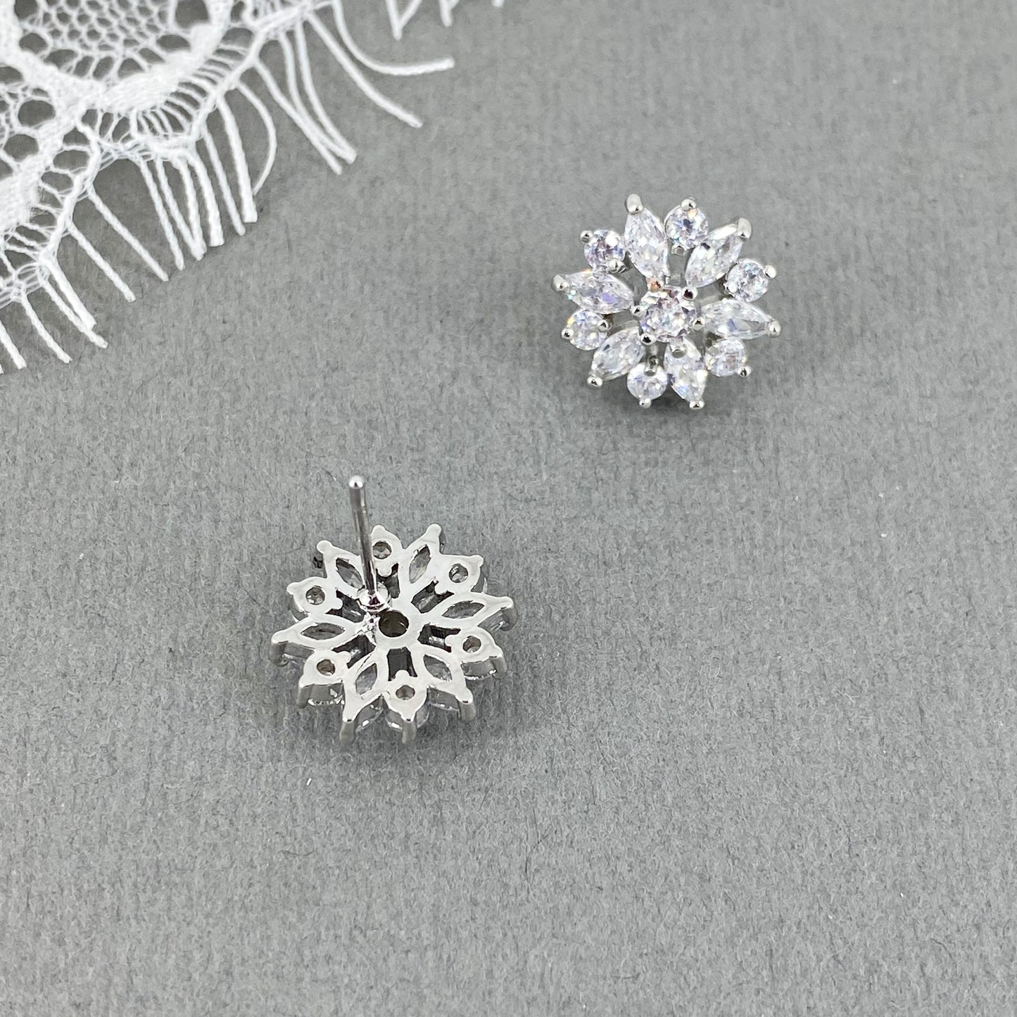 Kaelee CZ Classic Flower Stud Earrings