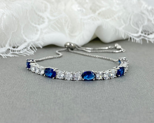 Havana CZ Sapphire Blue Adjustable Bracelet