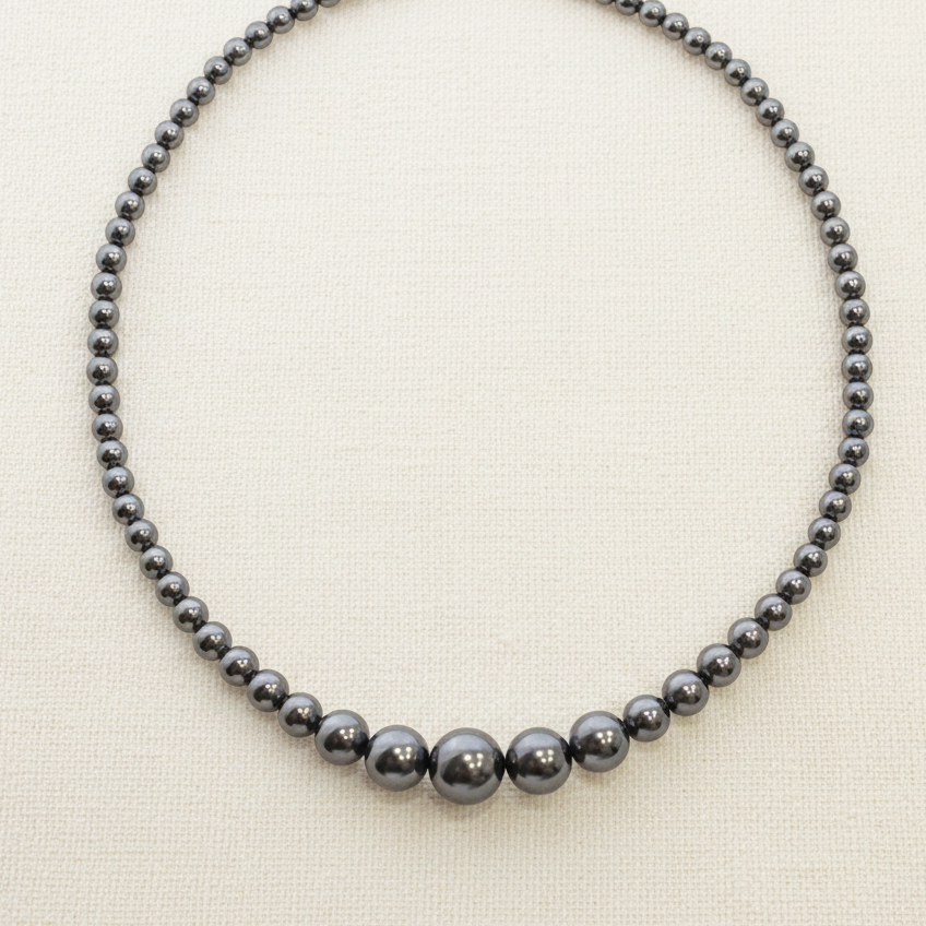 Dark Grey Pearl Gradual Necklace