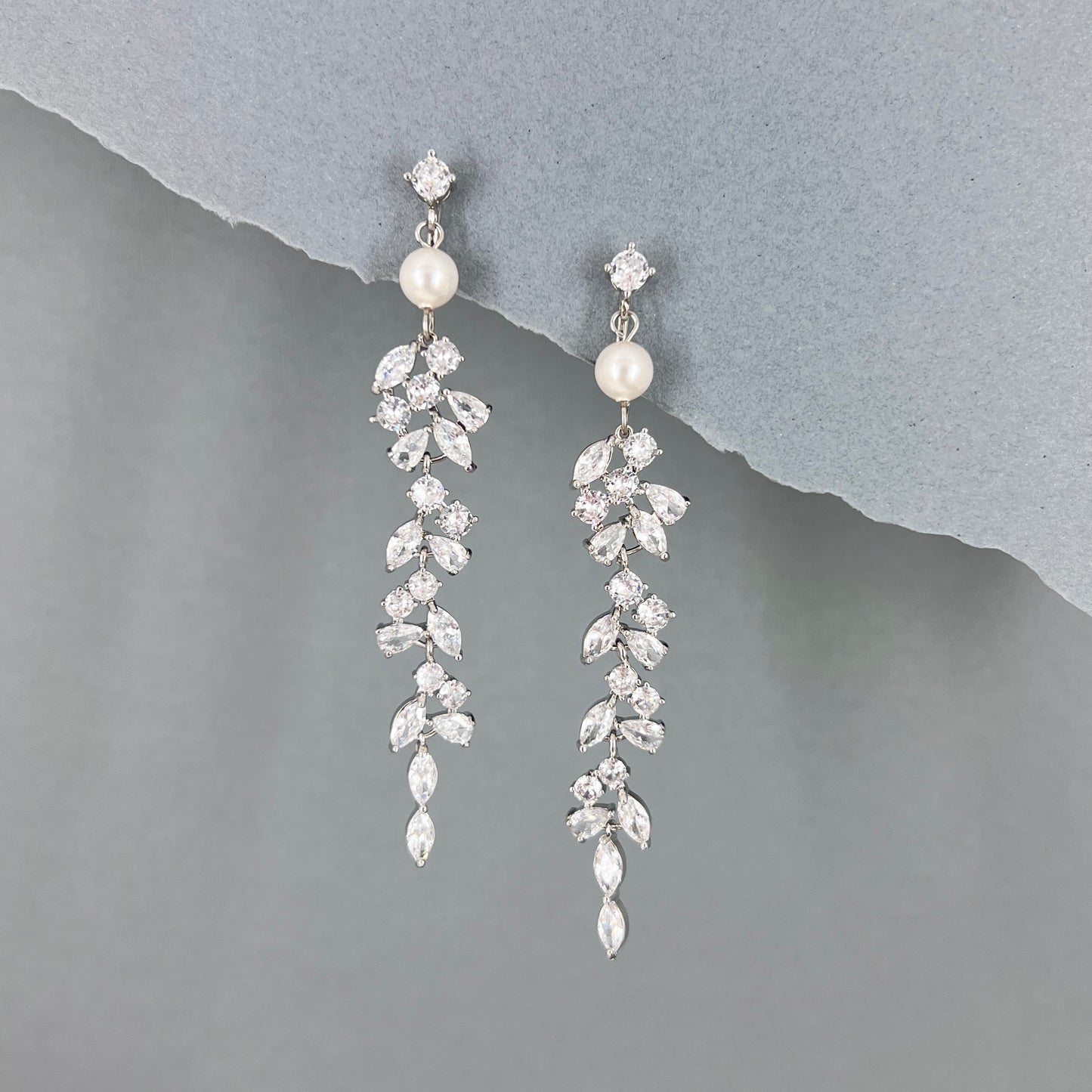 Boucles d'oreilles longues à clips Myelle CZ Marquise 