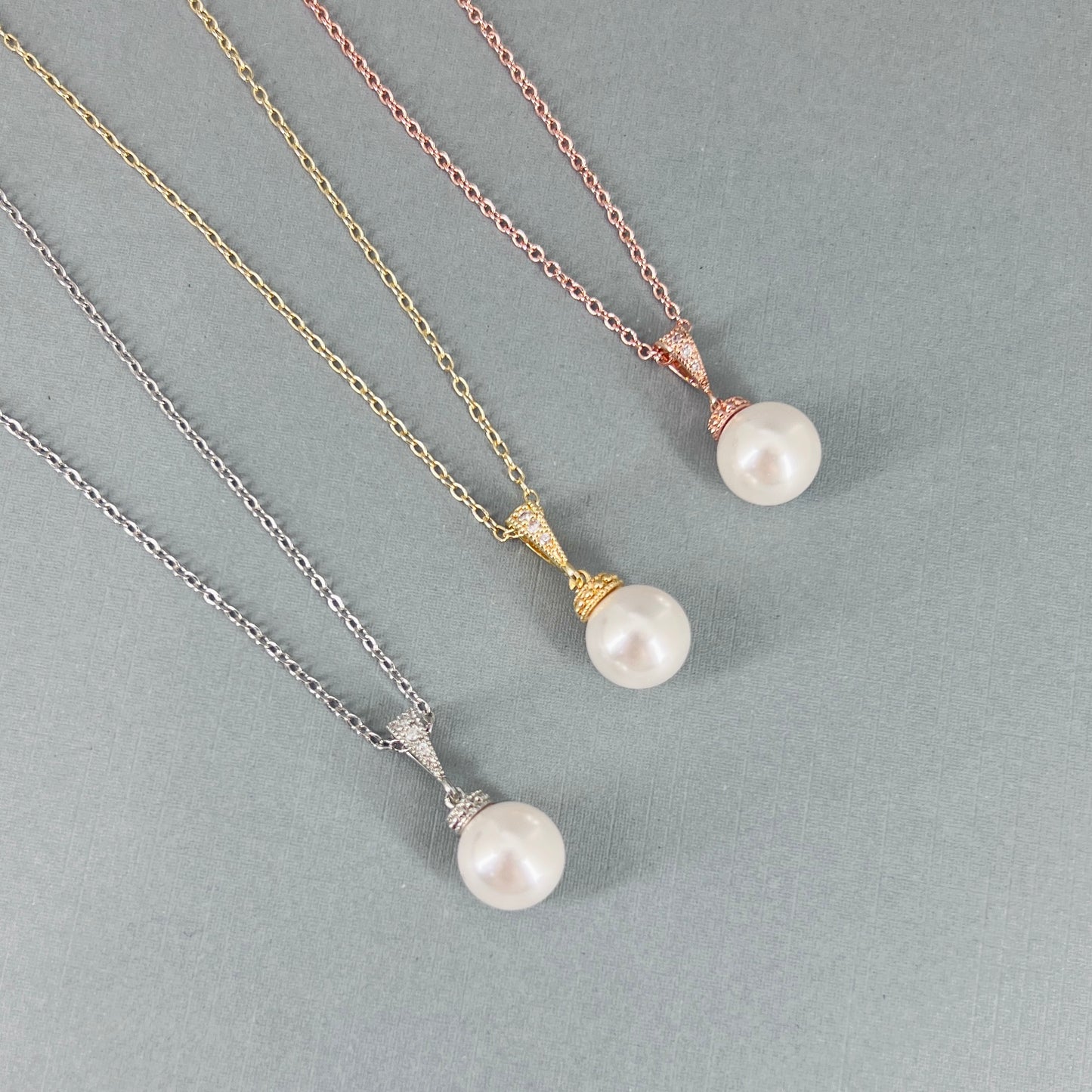 Simple Austrian White Crystal Pearl Drop Necklace