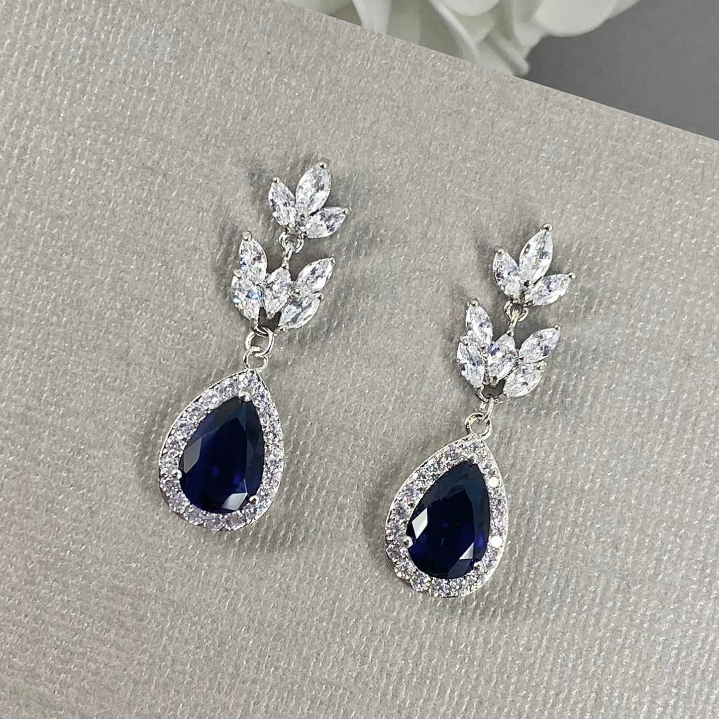 Sheila Something Blue CZ Floral Earrings