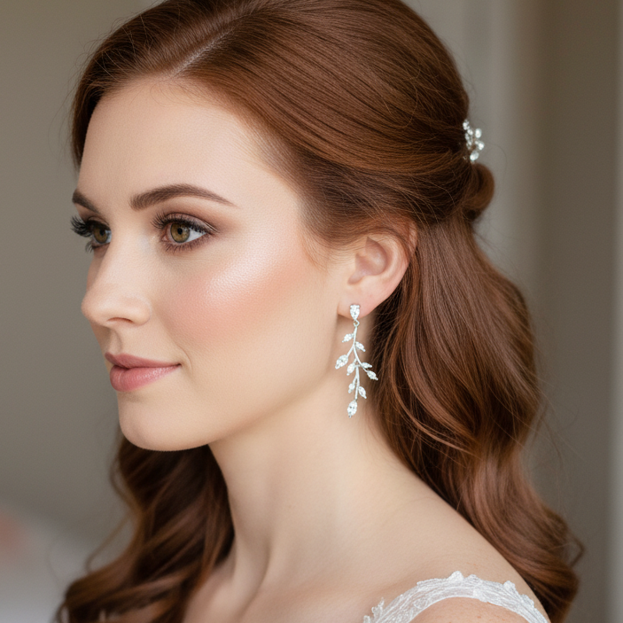 Bridal Leaf Style Necklace and Earrings Set