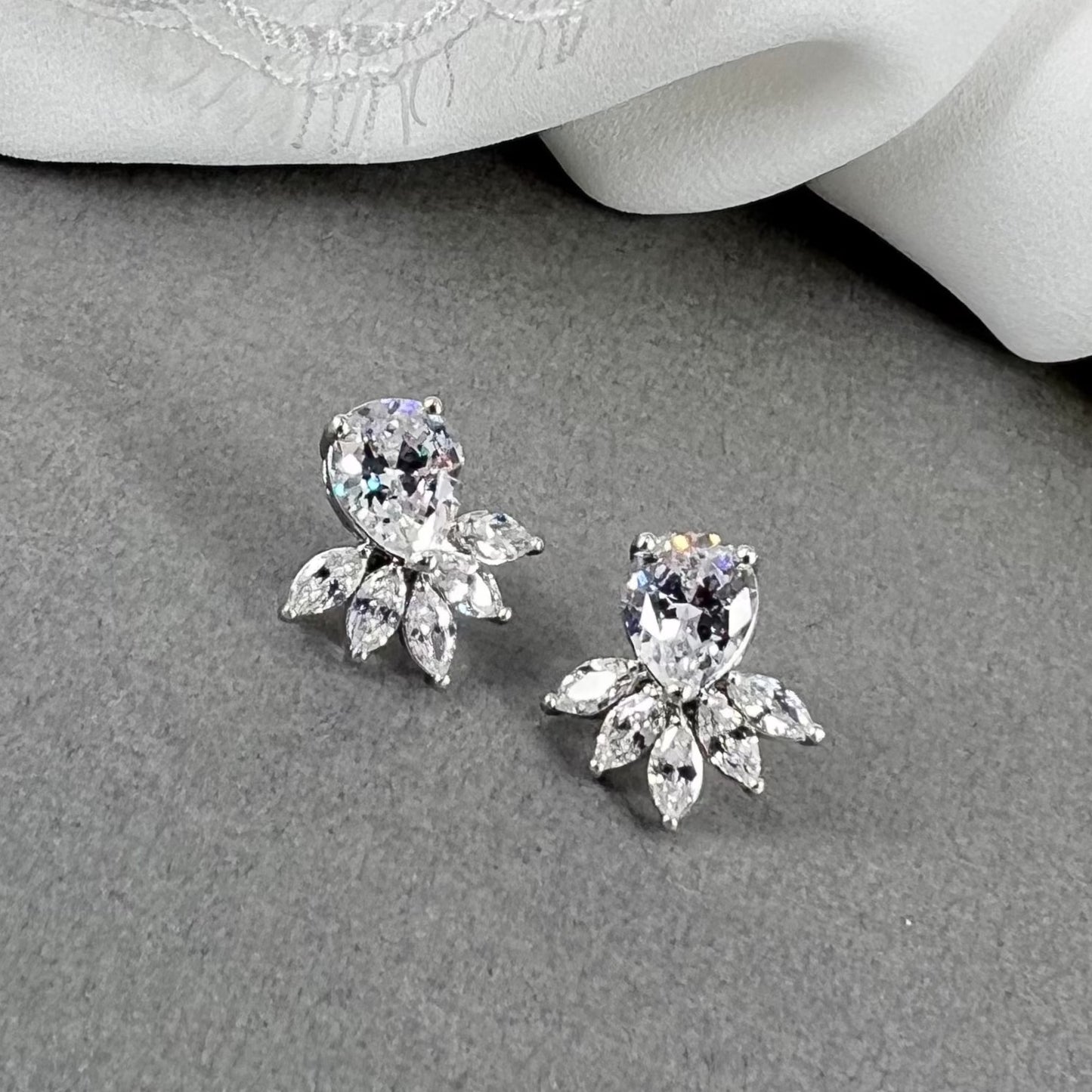 Katelina CZ Flower Stud Earrings