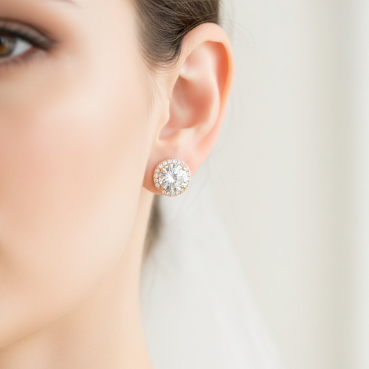 Wedding Bridal Bridesmaids 10mm Round Clip-on Cubic Earrings