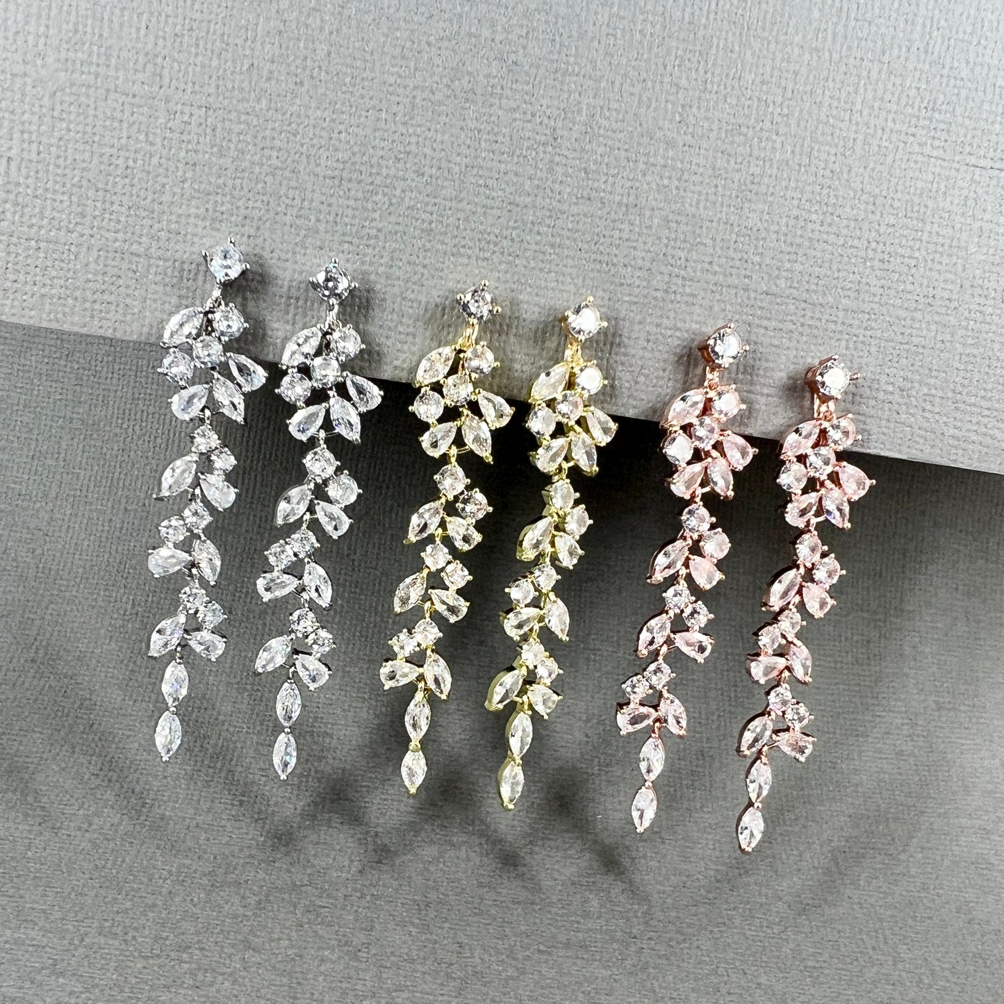 Boucles d'oreilles longues à clips Myelle CZ Marquise 