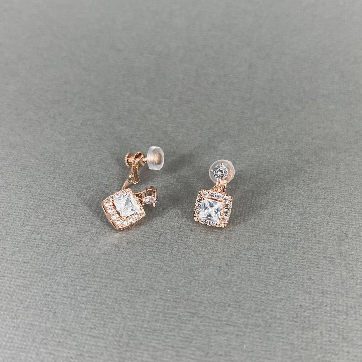 McKenna CZ Square Dangle Clip-on Earrings