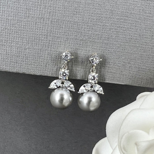 Miley CZ Floral and Grey Pearl Clip-on Earrings