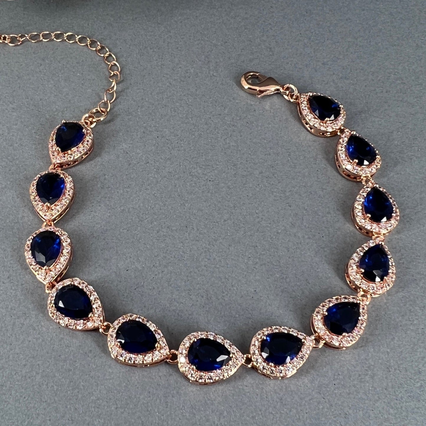 Tori 3pcs CZ 18K Gold Plated Sapphire Jewelry Set