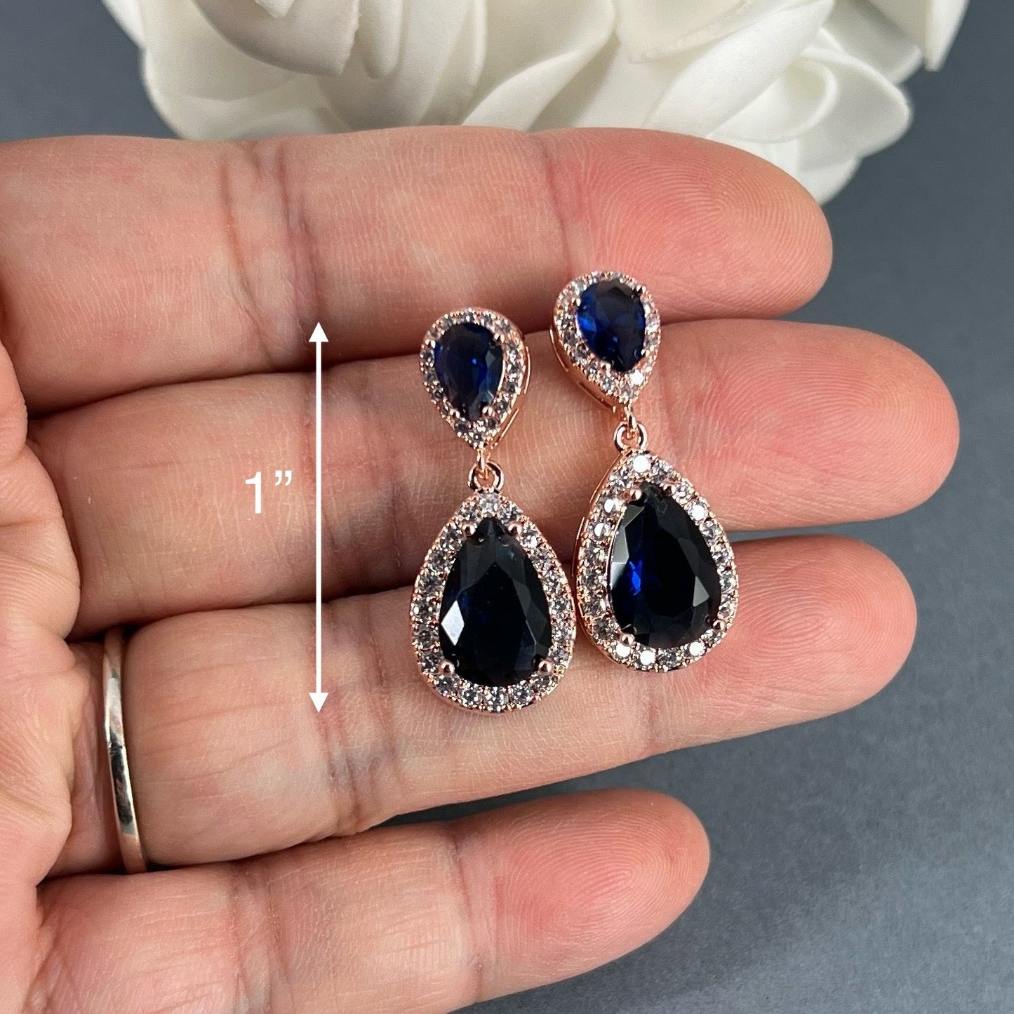 Tori 3pcs CZ 18K Gold Plated Sapphire Jewelry Set