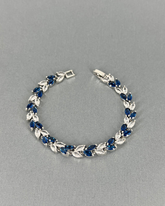 Celeste CZ Leaf Something Blue Crystal Bracelet