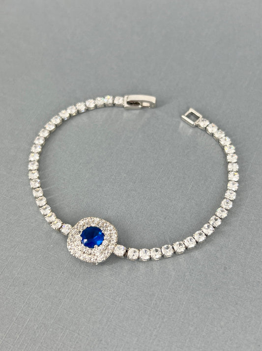 Chantal CZ White Gold Plated Royal Blue Bracelet