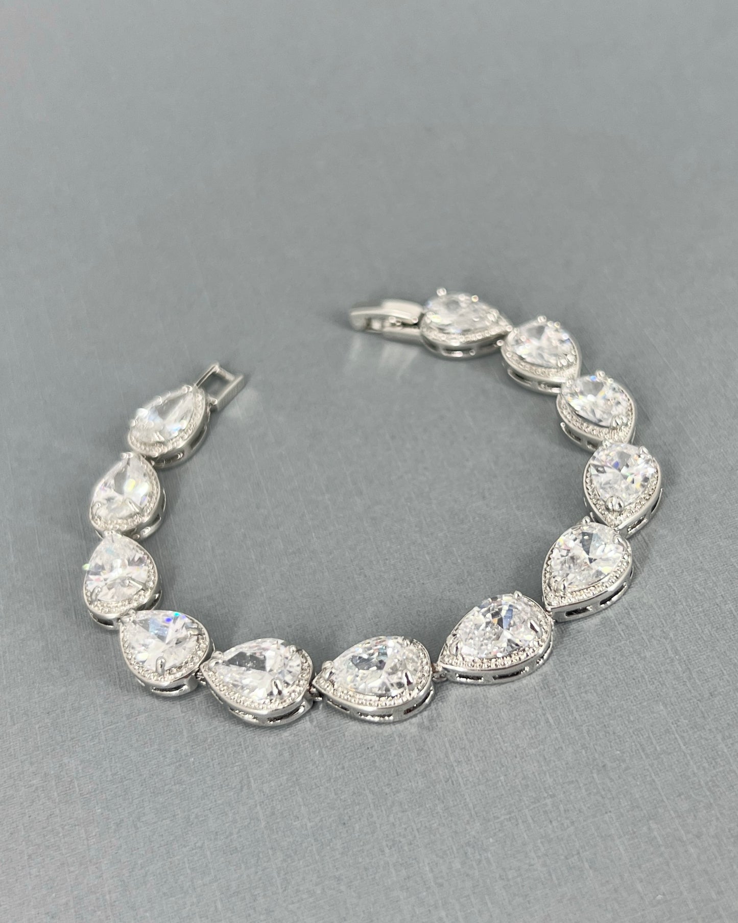 Clearance White Gold Plated Teardrop Bracelet