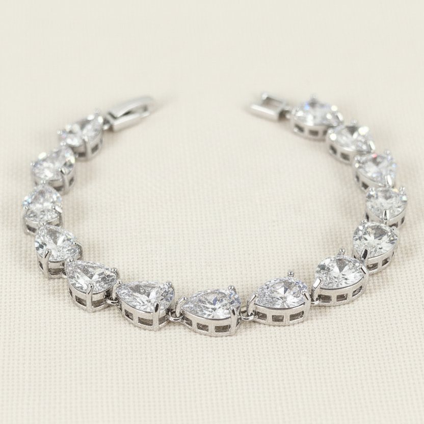 Classic Bridal CZ Teardrop Bracelet