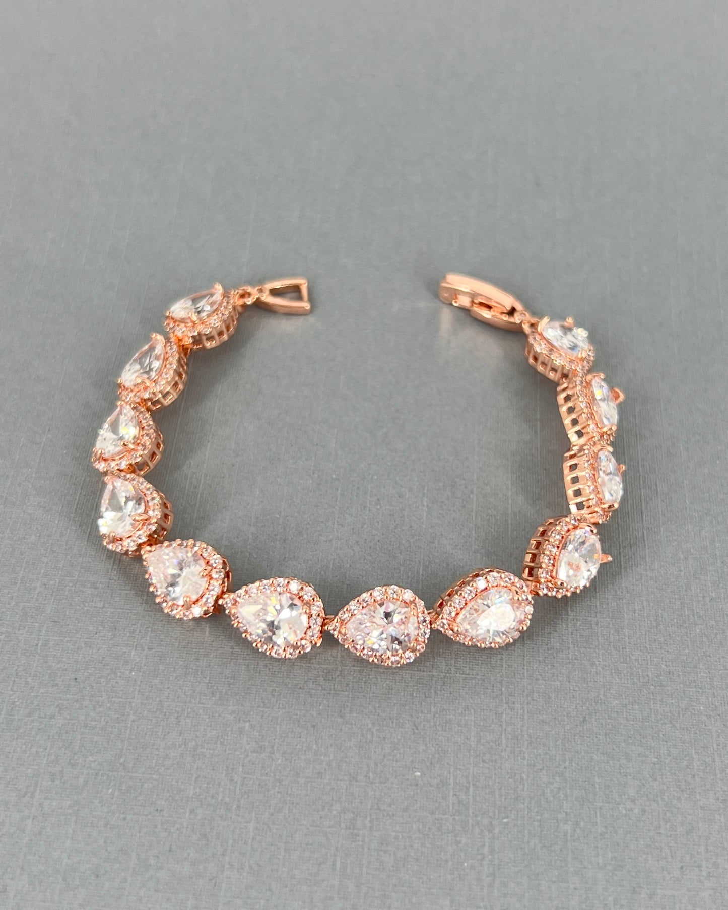 Cruz CZ Rose Gold Plated Teardrop Bracelet