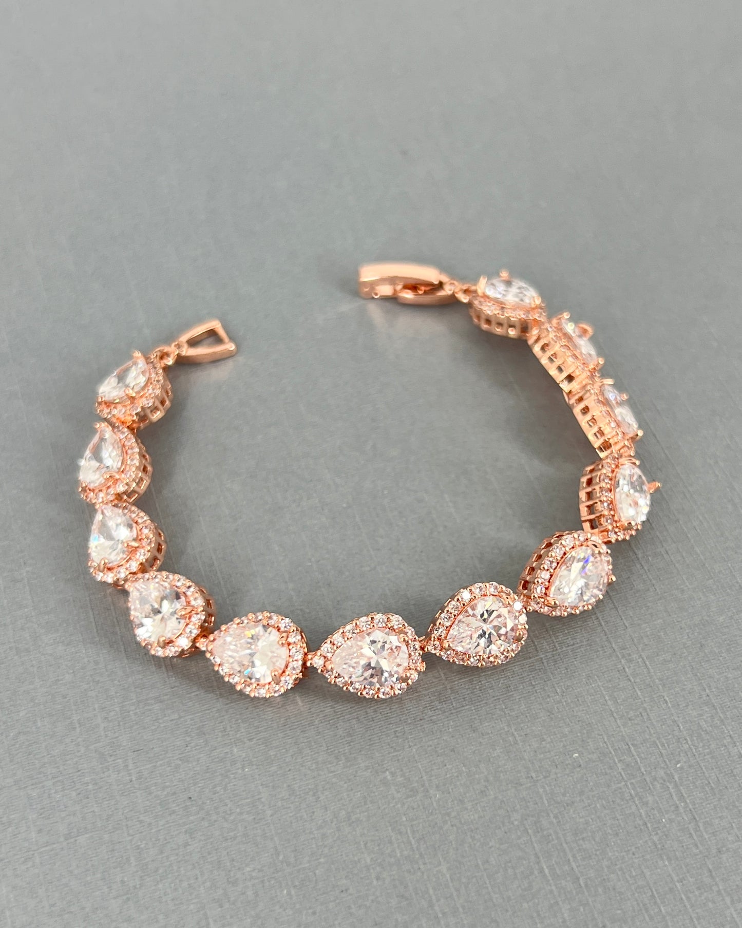 Cruz CZ Rose Gold Plated Teardrop Bracelet