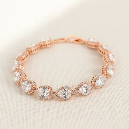 Bracelet tennis Cathy CZ marquise et perles 