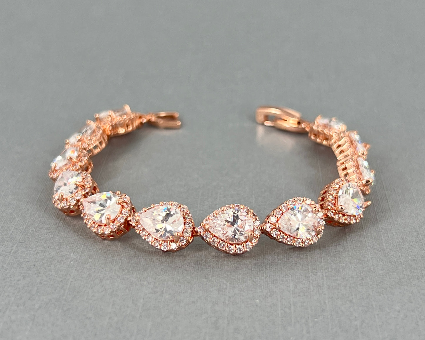 Cruz CZ Rose Gold Plated Teardrop Bracelet