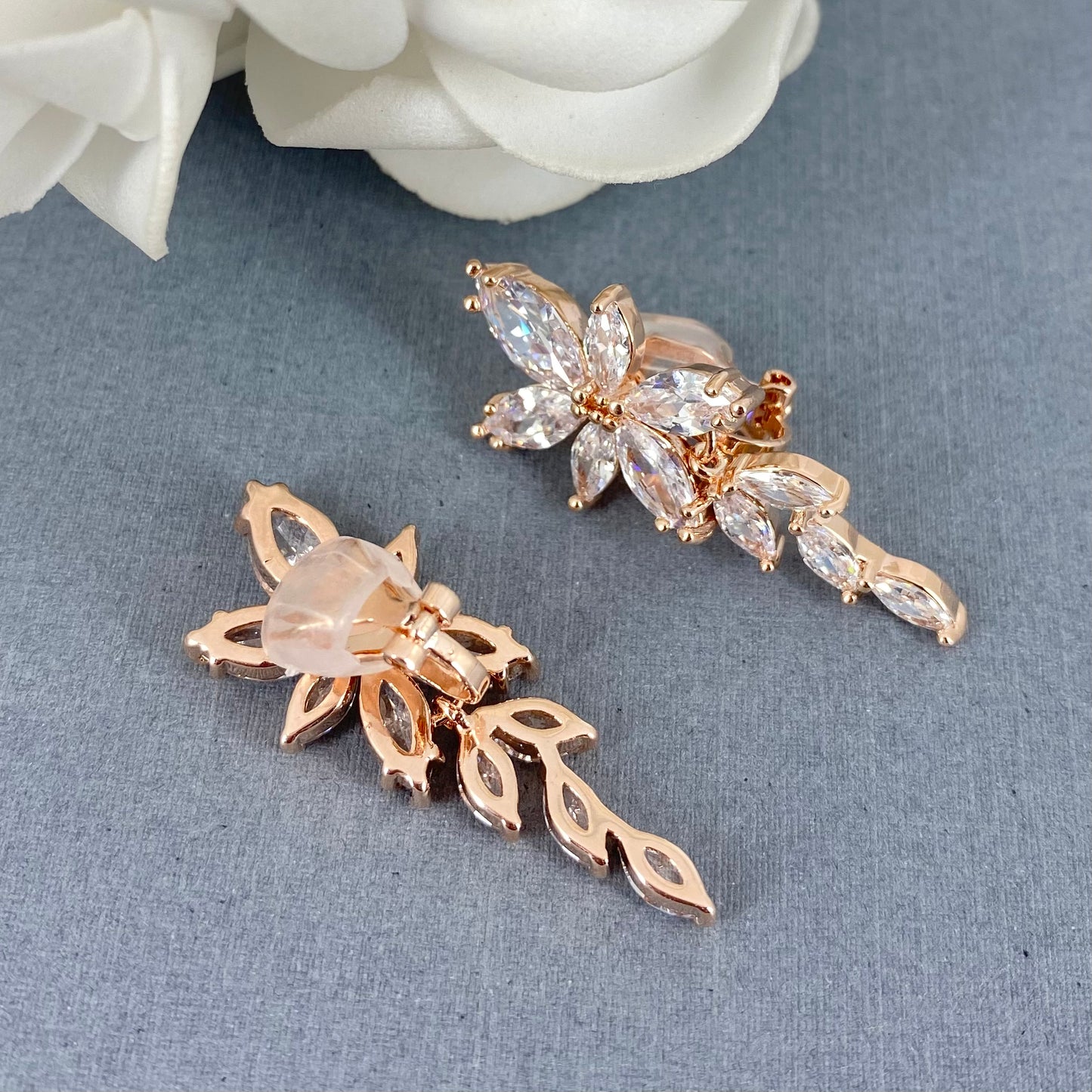 Maia Marquise Floral Clip-on Earrings