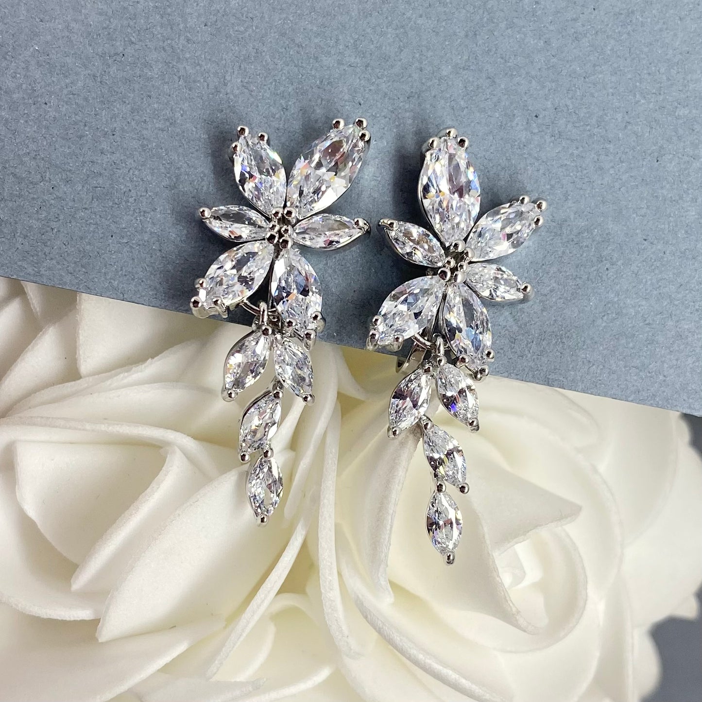 Maia Marquise Floral Clip-on Earrings