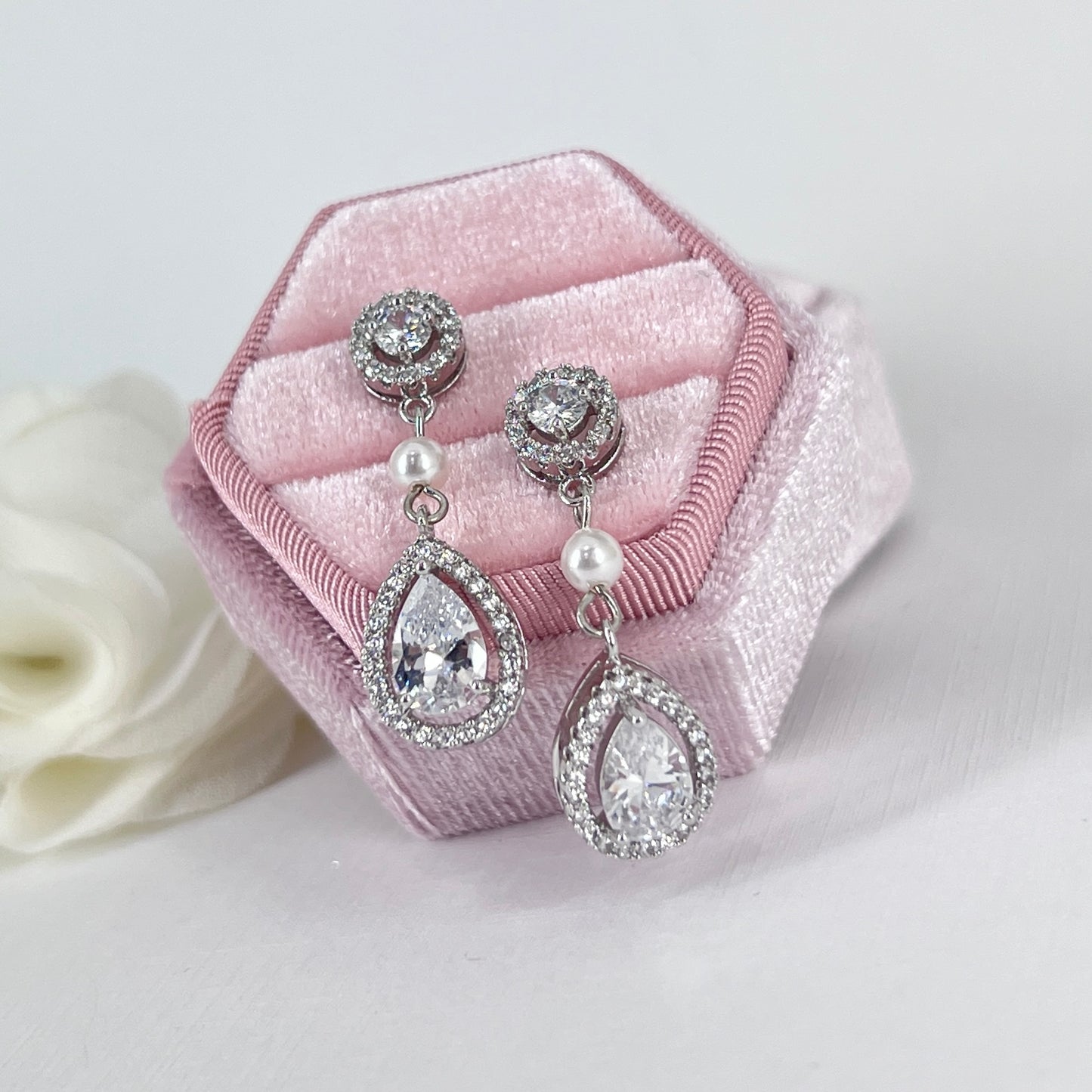 Bridal Wedding Crystal Teardrop Earrings Necklace