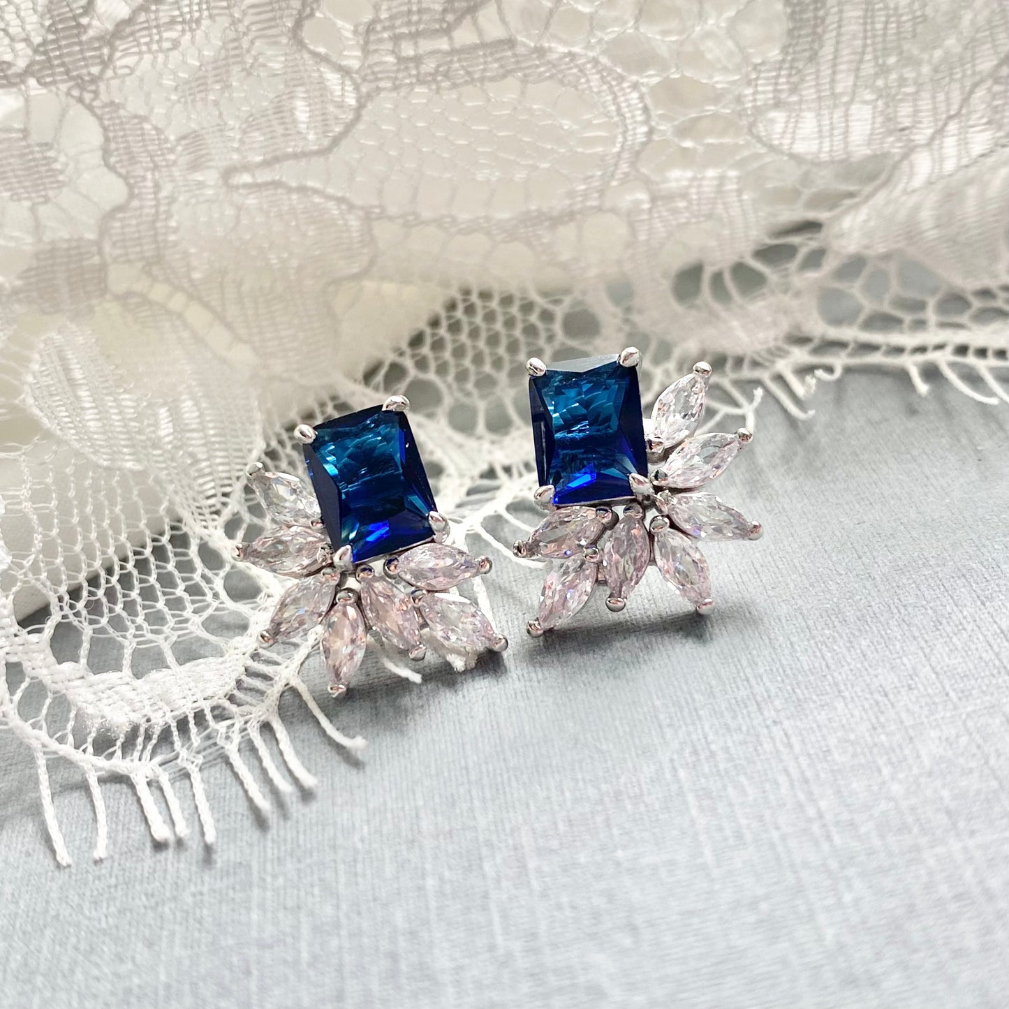 Sabrina Something Blue CZ Stud Earrings