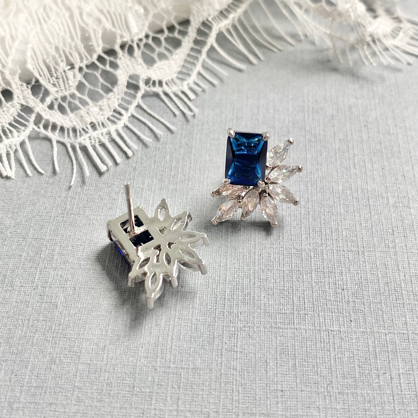 Sabrina Something Blue CZ Stud Earrings