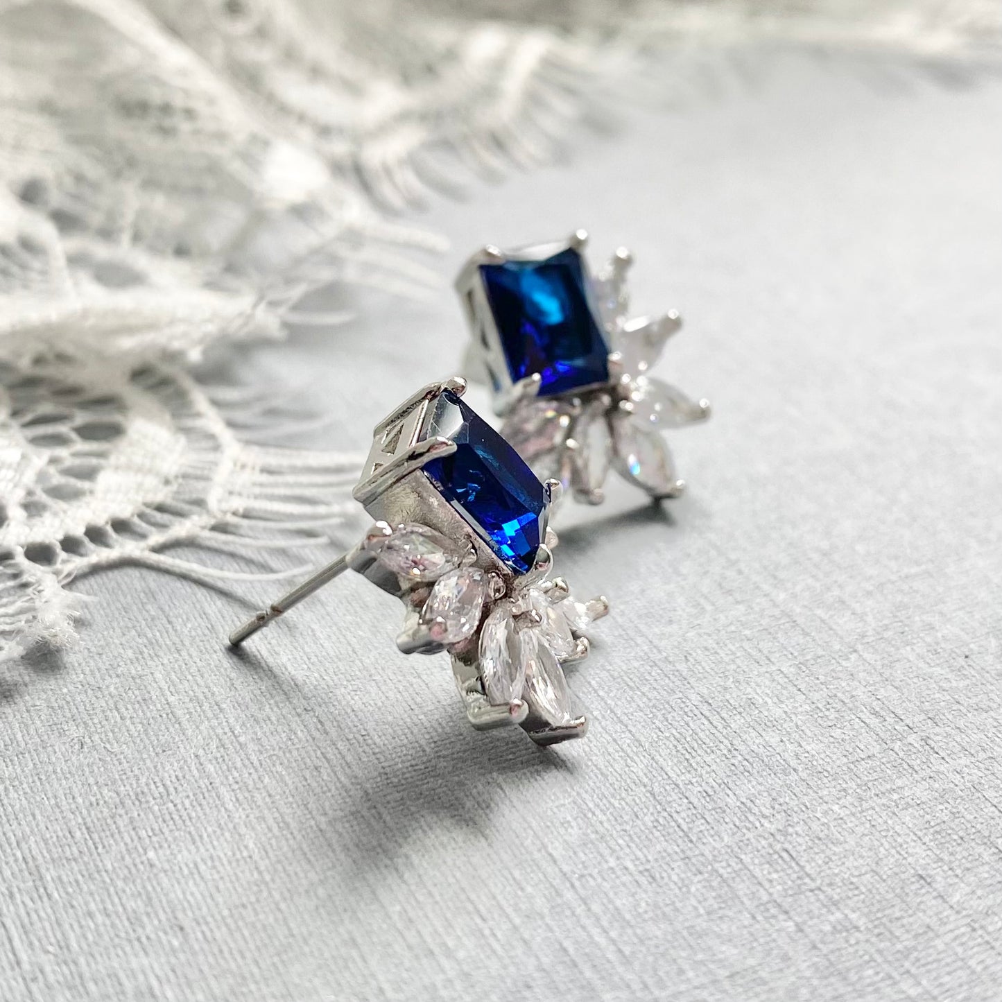 Sabrina Something Blue CZ Stud Earrings