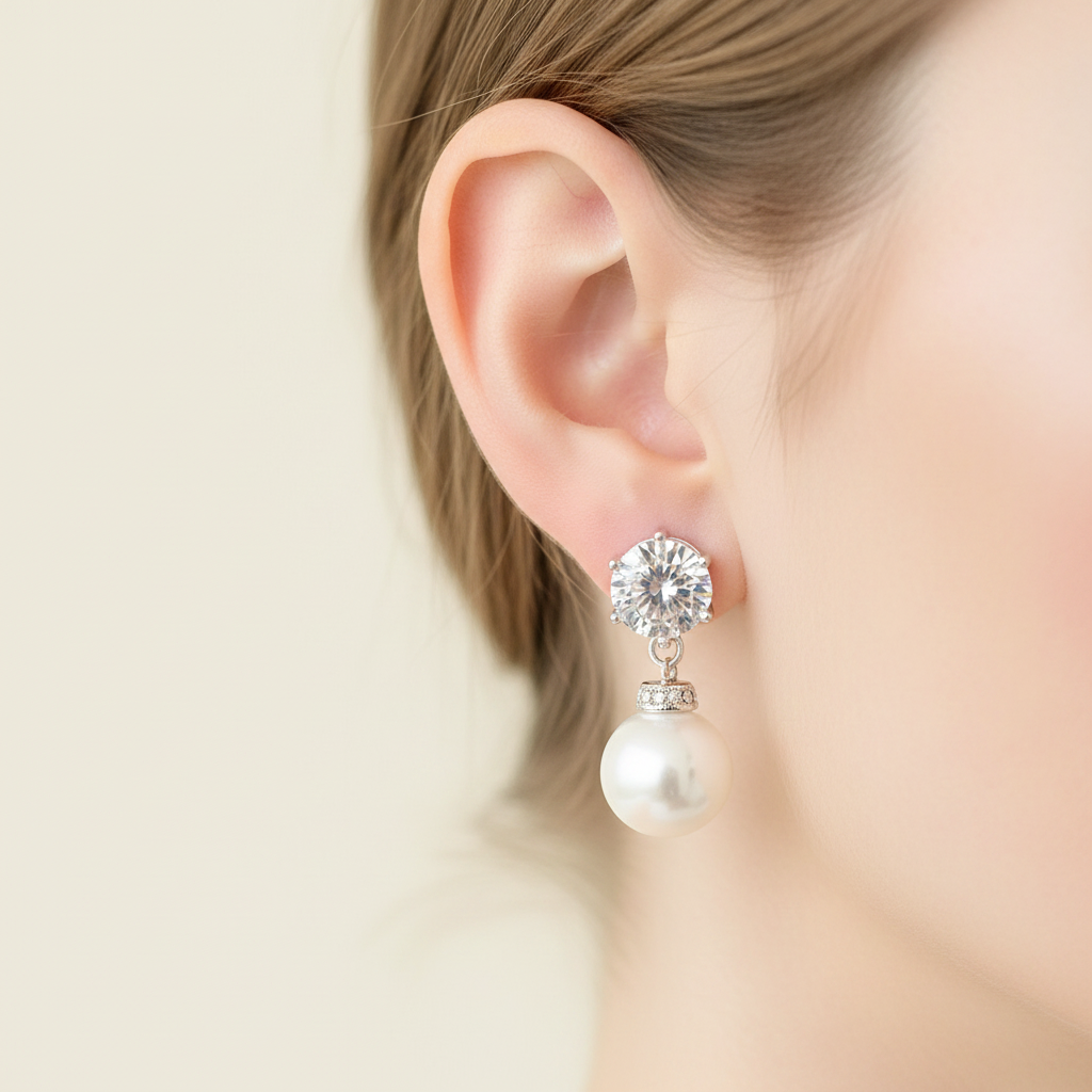 Wedding Bridal 10mm Pearl Drop Clip-on Earrings