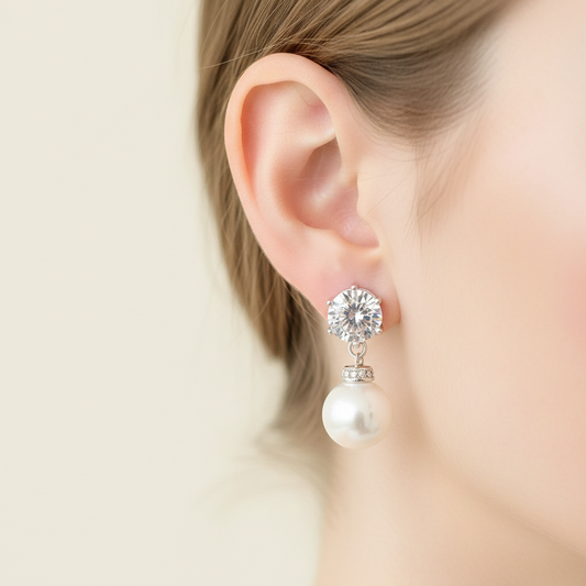 Wedding Bridal 10mm Pearl Drop Clip-on Earrings