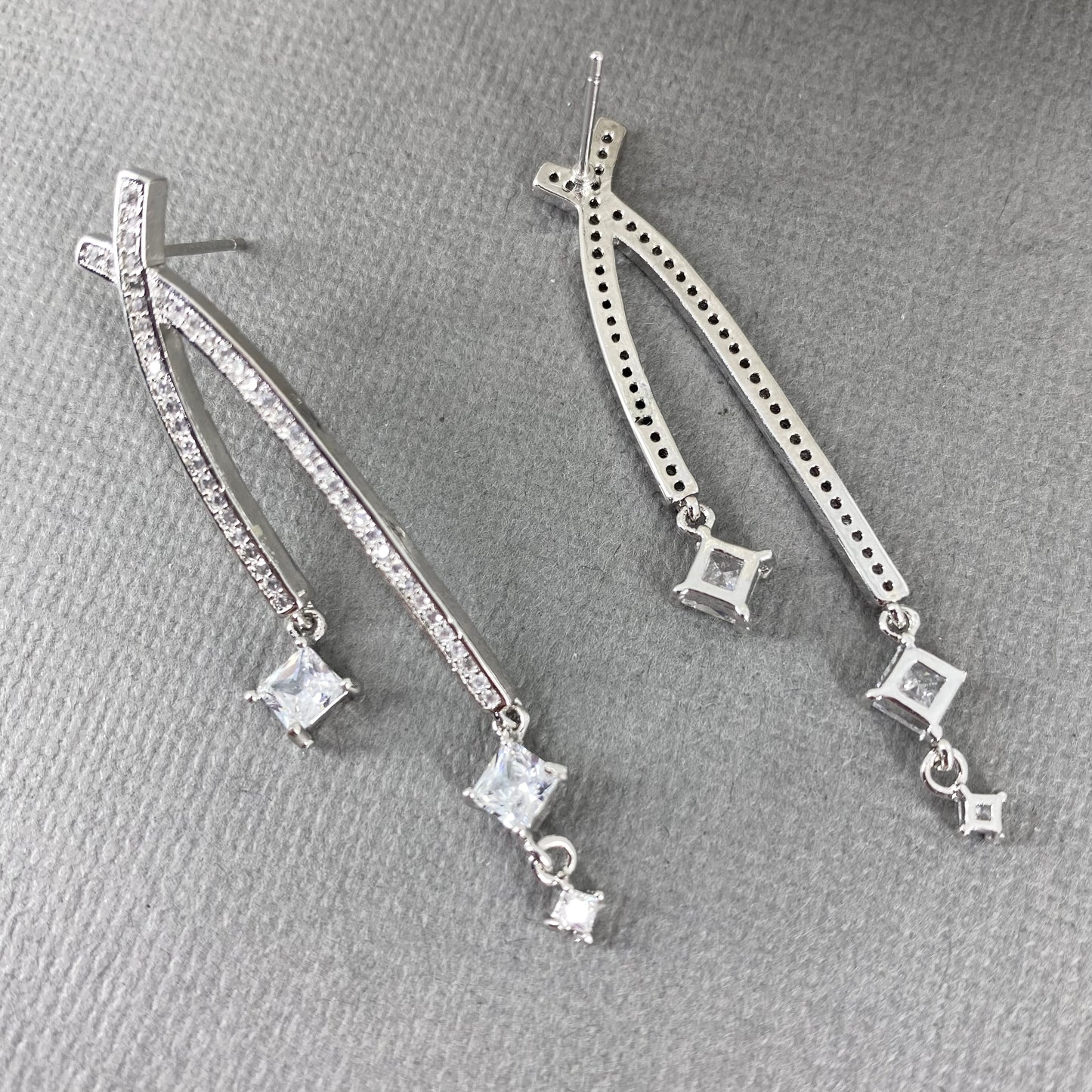 Kacey CZ Linear Long Earrings