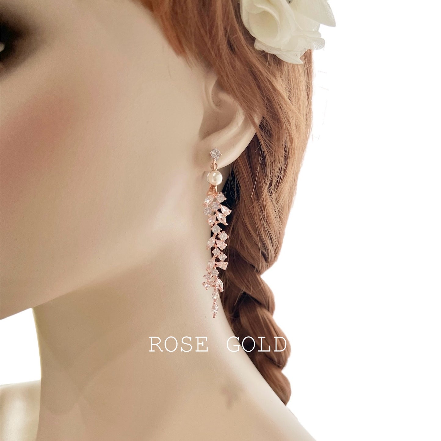 Boucles d'oreilles longues à clips Myelle CZ Marquise 