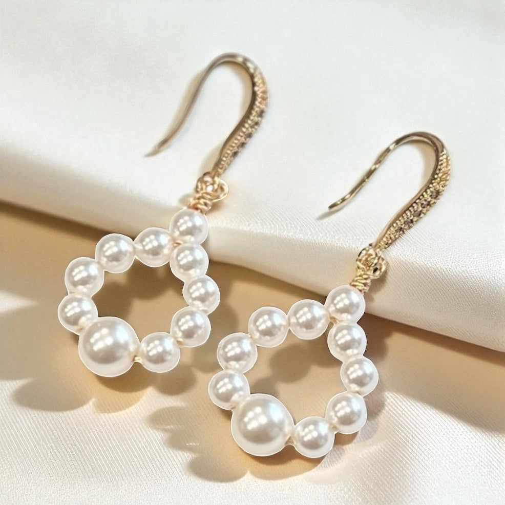 Pearl circle drop earrings 