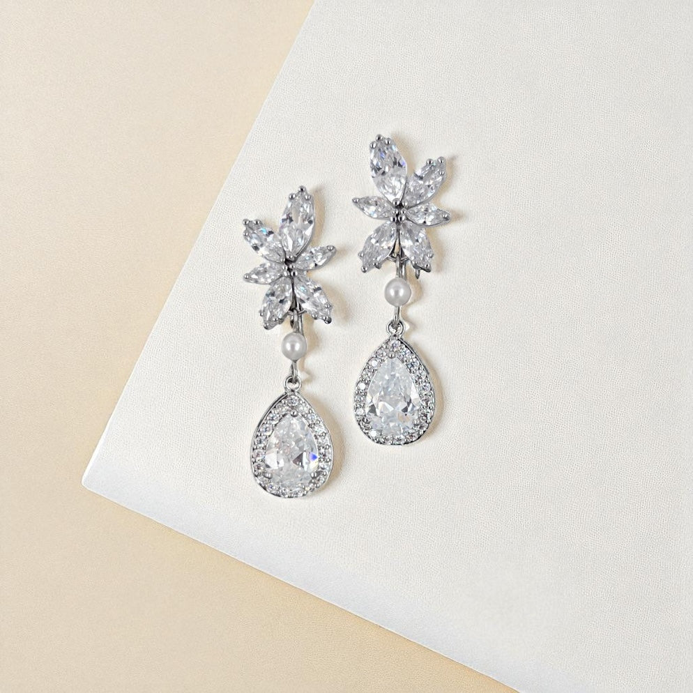 Non pierced bridal crystal earrings product photo
