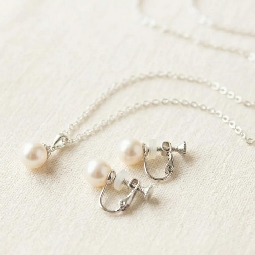 Classic Pearl Jewelry Set Necklace Earrings