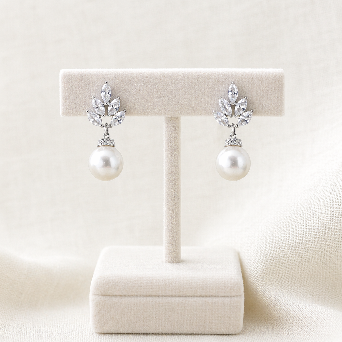 Pearl Bridal Dangle Drop Earrings