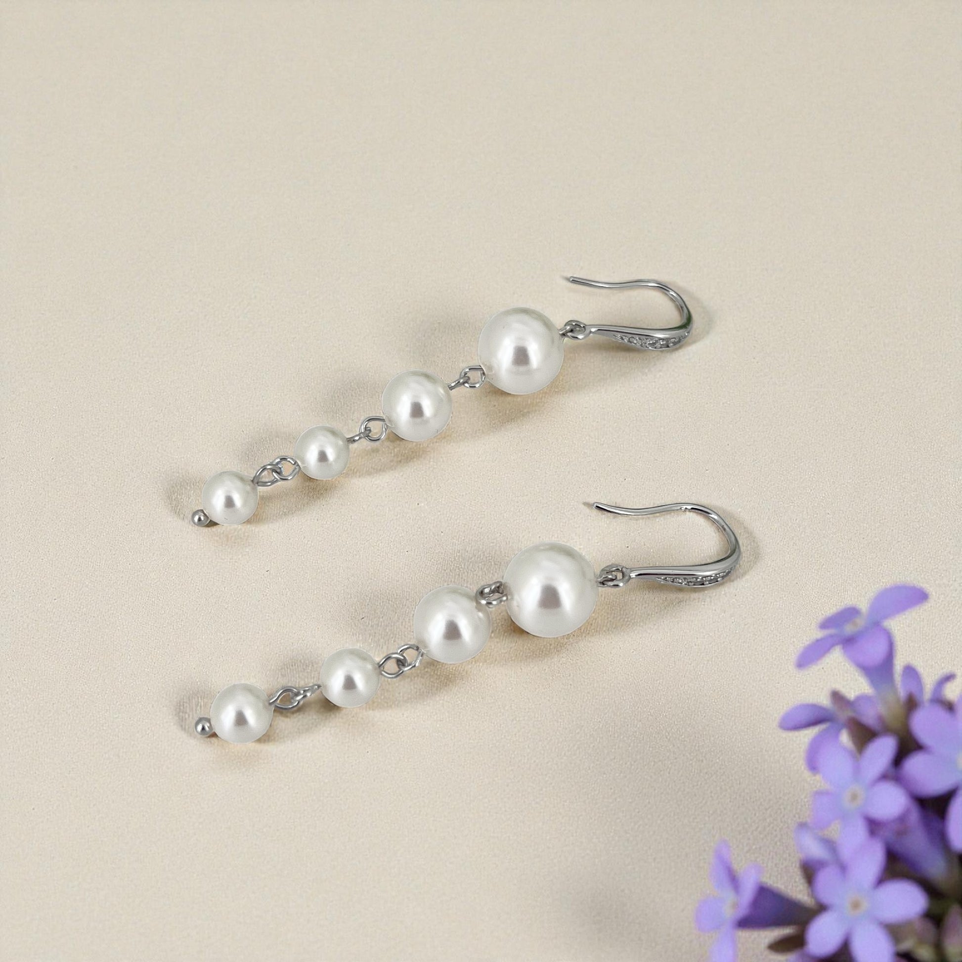 Pearl drop bridal earrings soft romantic jewelry